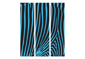 Room Divider Zebra Pattern (Turquoise) (3-piece) - composition with blue stripes