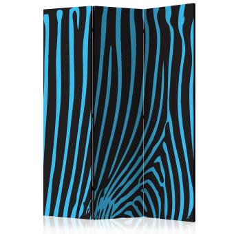 Room Divider Zebra Pattern (Turquoise) (3-piece) - composition with blue stripes