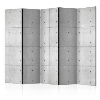 Room Divider Domino II (5-piece) - gray composition with a concrete texture background