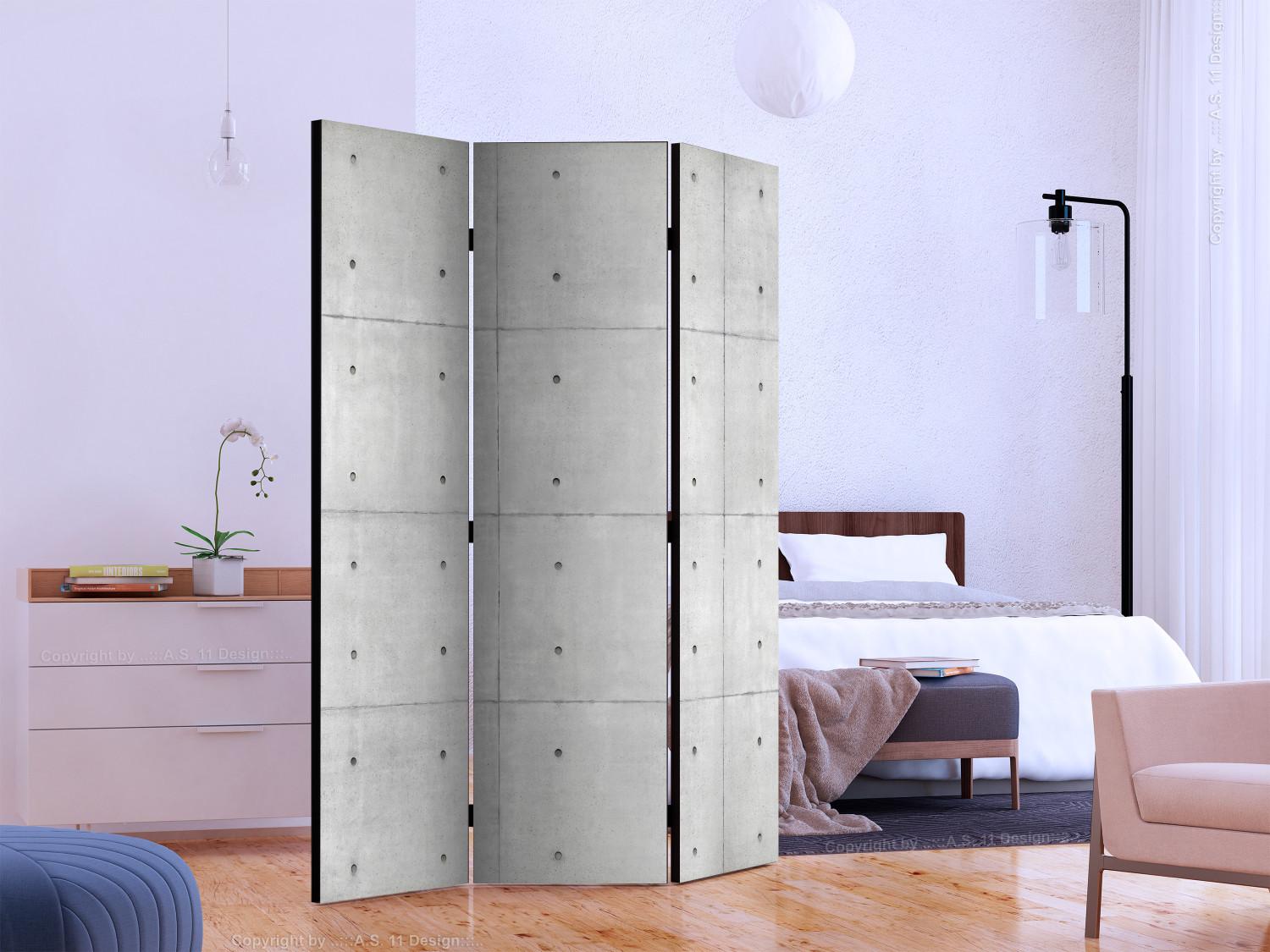 Room Divider Domino (3-piece) - simple composition with a gray concrete texture