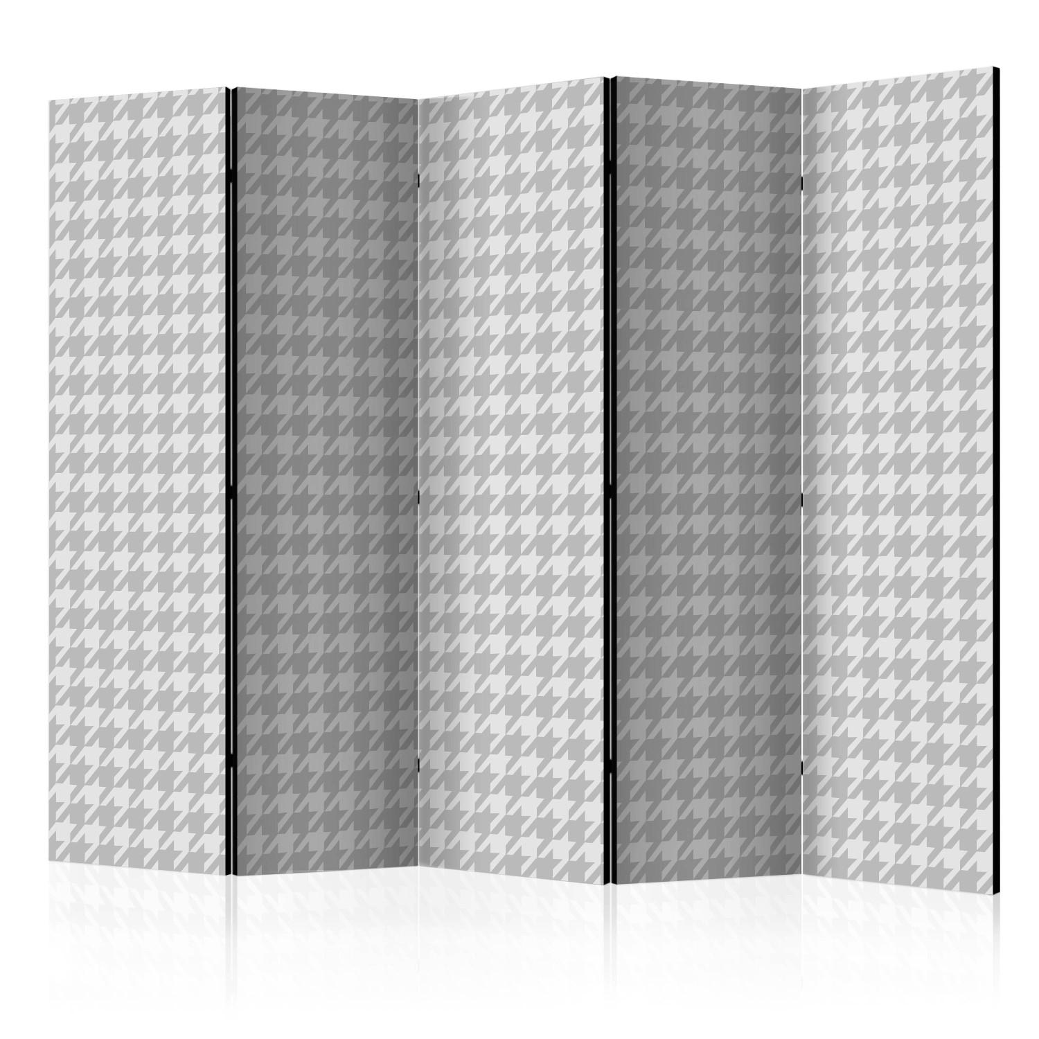 Room Divider Pepita II (5-piece) - simple composition in irregular gray background