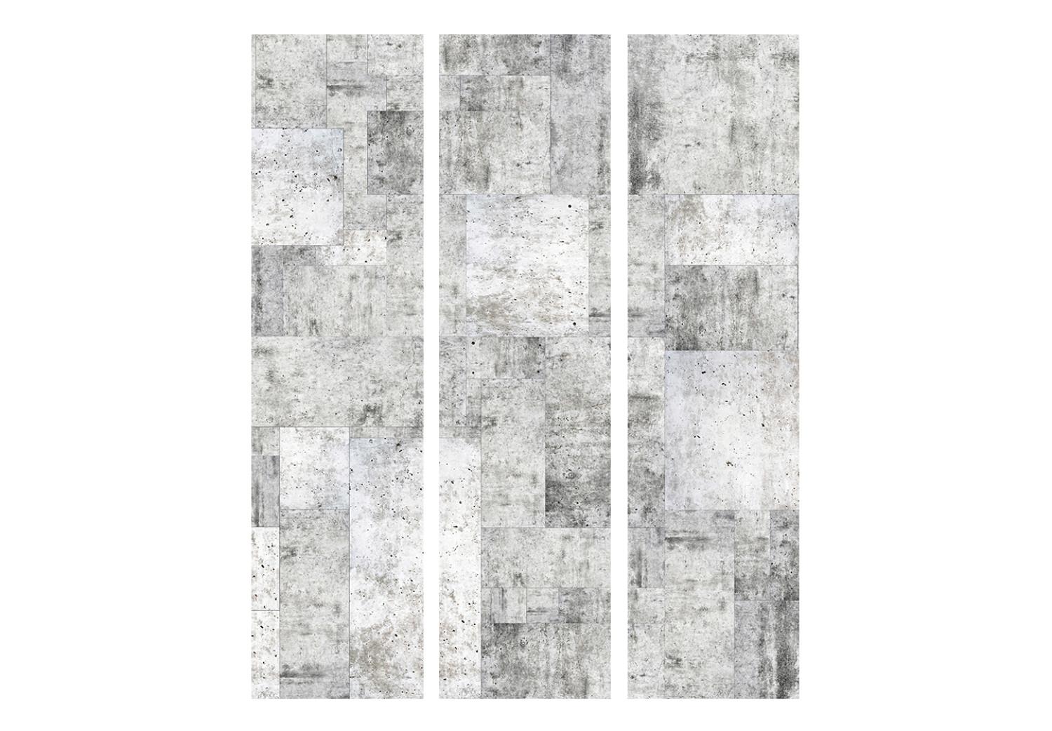 Room Divider Concrete: Gray City (3-piece) - simple composition in gray background