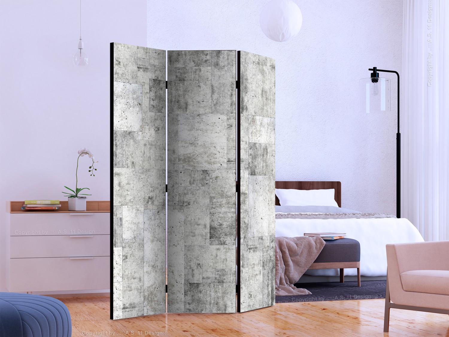 Room Divider Concrete: Gray City (3-piece) - simple composition in gray background
