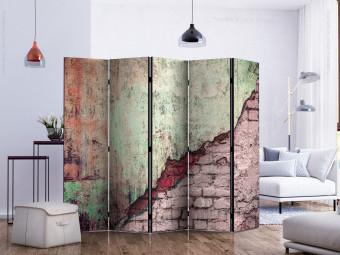 Room Divider Stone Duo II (5-piece) - colorful composition with brick texture
