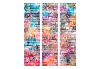 Room Divider Colorful Brick (3-piece) - colorful composition with brick texture