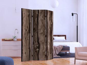 Room Divider Wooden Melody (3-piece) - simple composition in brown background