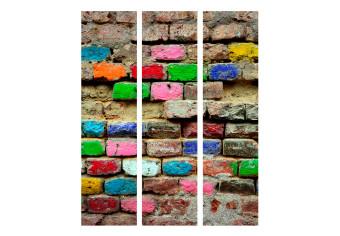 Room Divider Colorful Bricks (3-piece) - colorful composition with brick texture