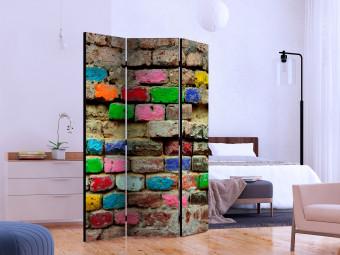Room Divider Colorful Bricks (3-piece) - colorful composition with brick texture