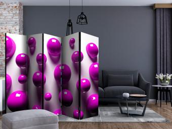 Room Divider Purple Balls II (5-piece) - geometric 3D composition
