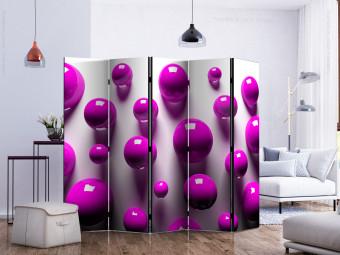 Room Divider Purple Balls II (5-piece) - geometric 3D composition