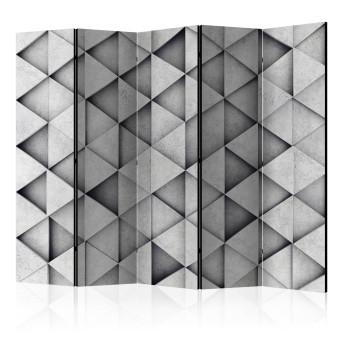 Room Divider Gray Triangles II (5-piece) - geometric composition in shapes