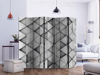 Room Divider Gray Triangles II (5-piece) - geometric composition in shapes