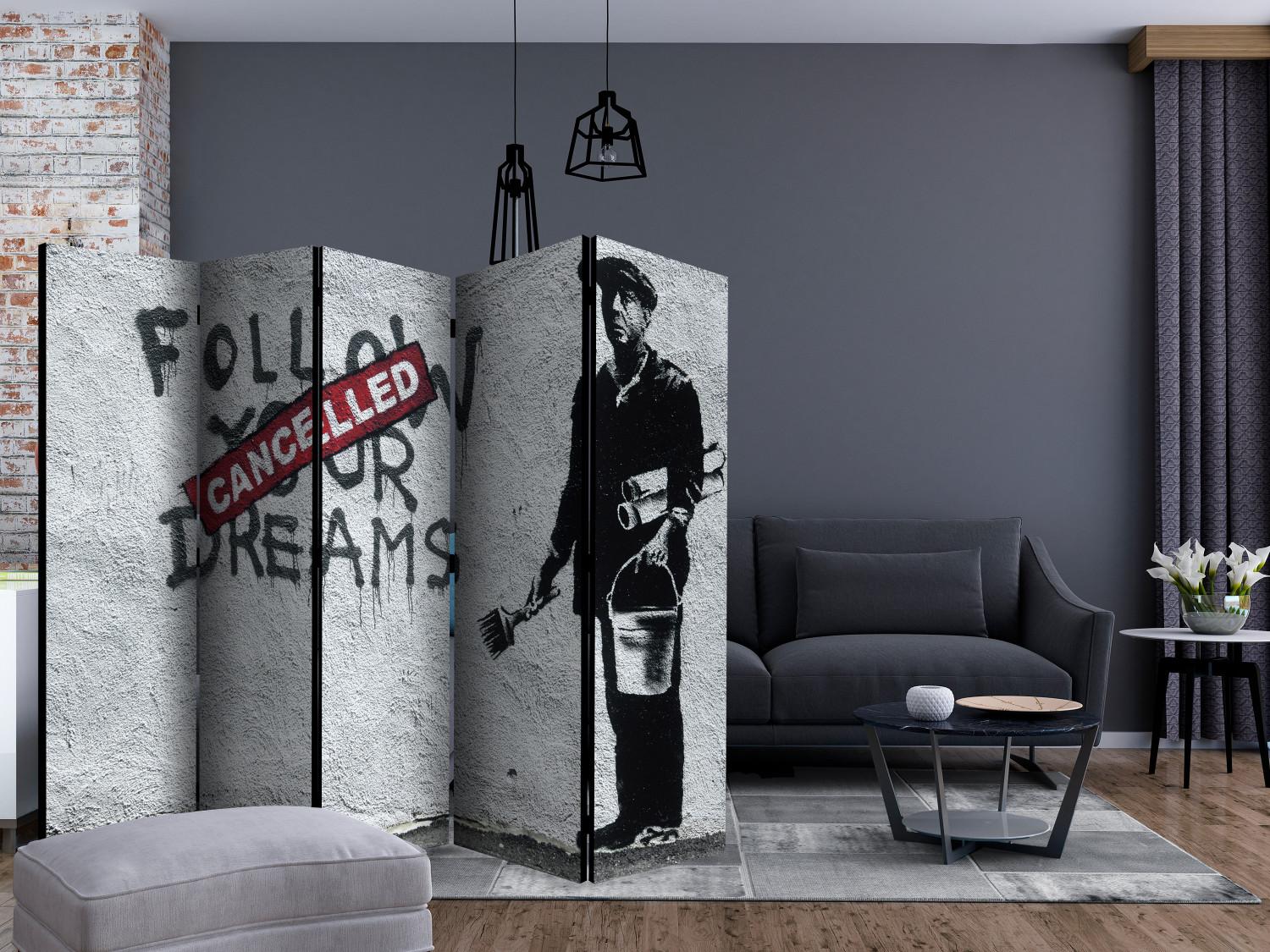 Room Divider Dreams Cancelled (Banksy) II (5-piece) - mural with English writings