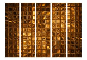 Room Divider Puzzle of Majesty II (5-piece) - shining background with golden mosaic