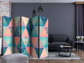 Room Divider Oriental Triangles II - oriental mandalas in colorful triangles
