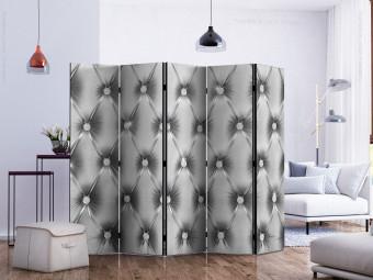 Room Divider Silver Luxury II - quilted leather texture in gray background composition