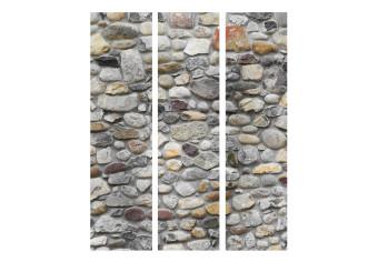 Room Divider Stone Path - texture of a wall with laid colorful stones