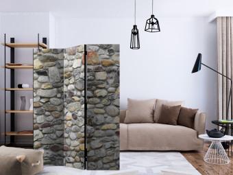 Room Divider Stone Path - texture of a wall with laid colorful stones