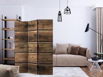 Room Divider Forest Composition - elegant texture of dark wooden planks