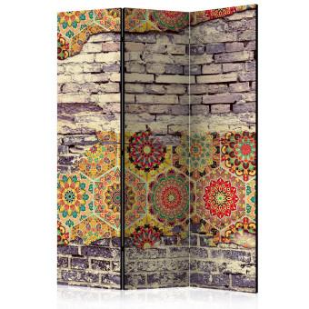 Room Divider Colorful Equation - texture of brick wall with colorful mandalas