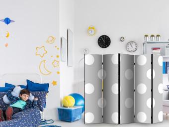 Room Divider Charming Polka Dots II - gray solid texture with multiple white circles