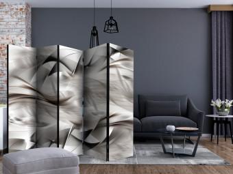 Room Divider Abstract Braid II - bright abstraction of silver wavy patterns