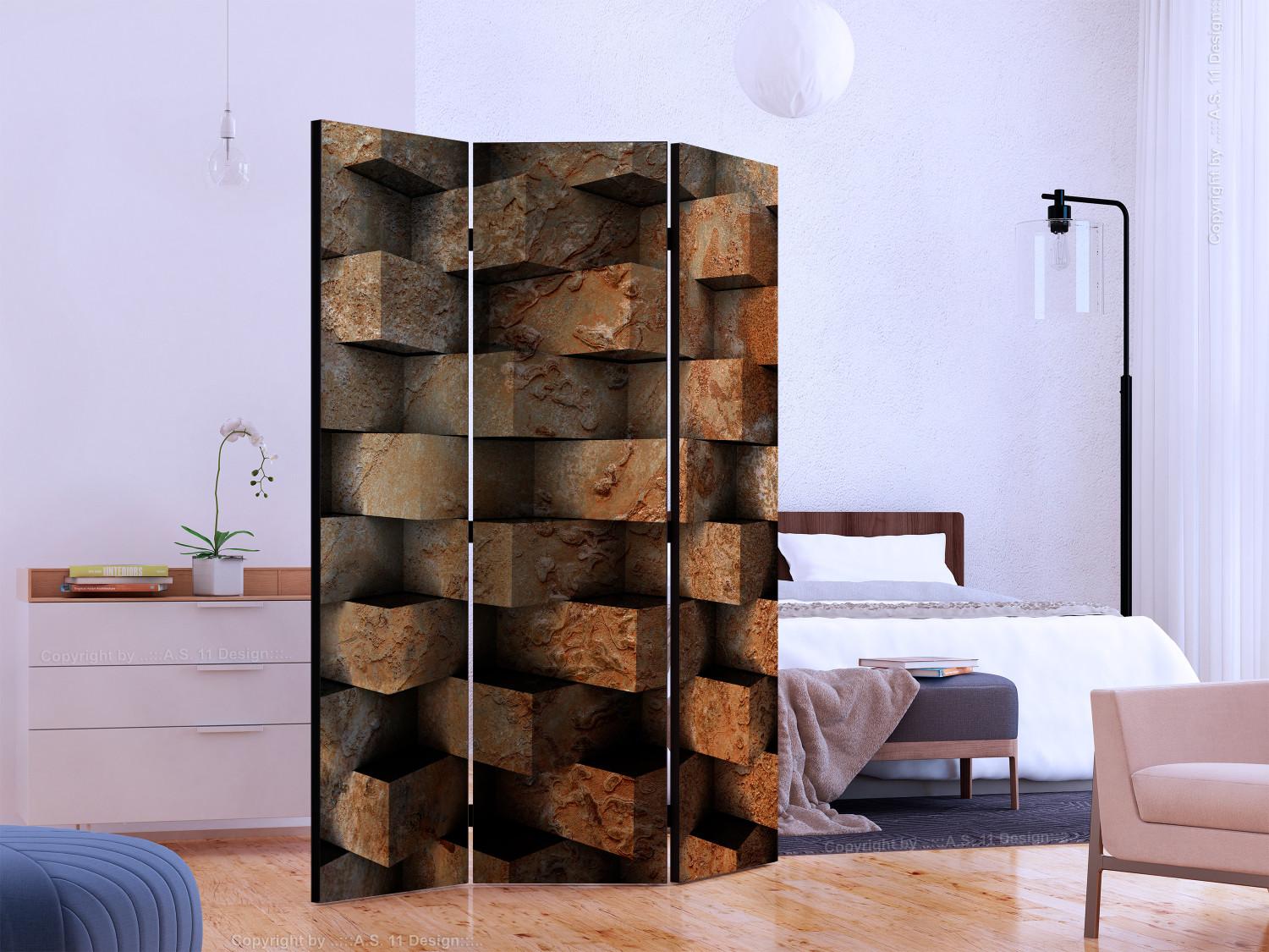 Room Divider Brick Braid - abstract geometric figures with 3D effect