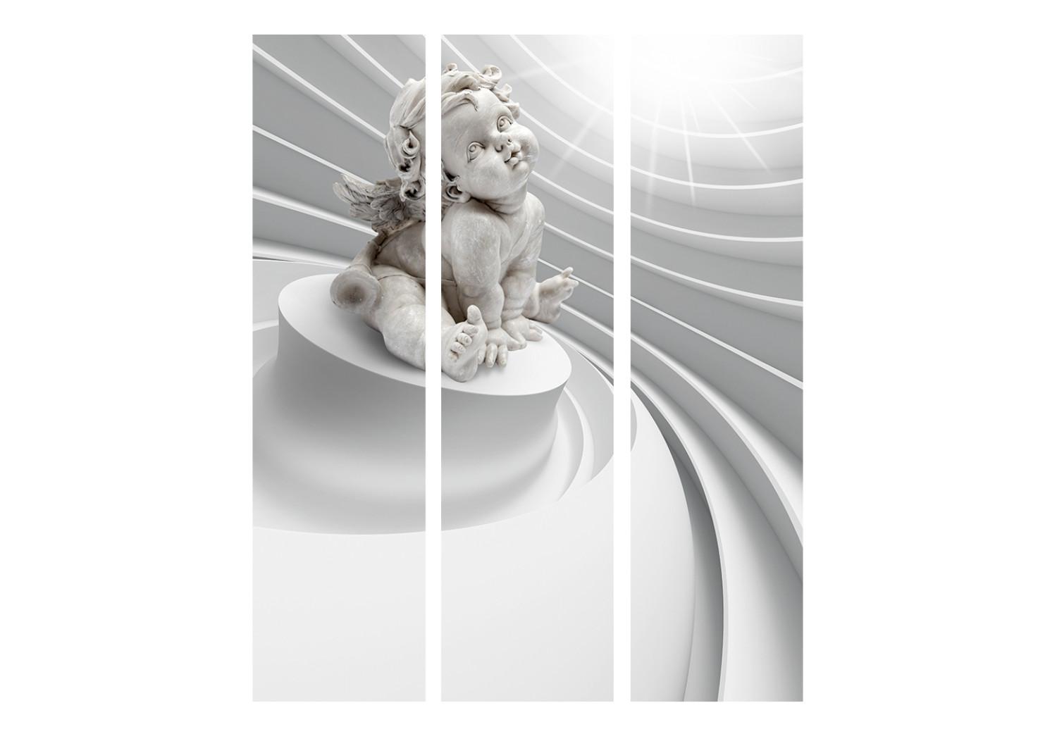 Room Divider Angelic Radiance - romantic angel on a white background in a 3D illusion motif
