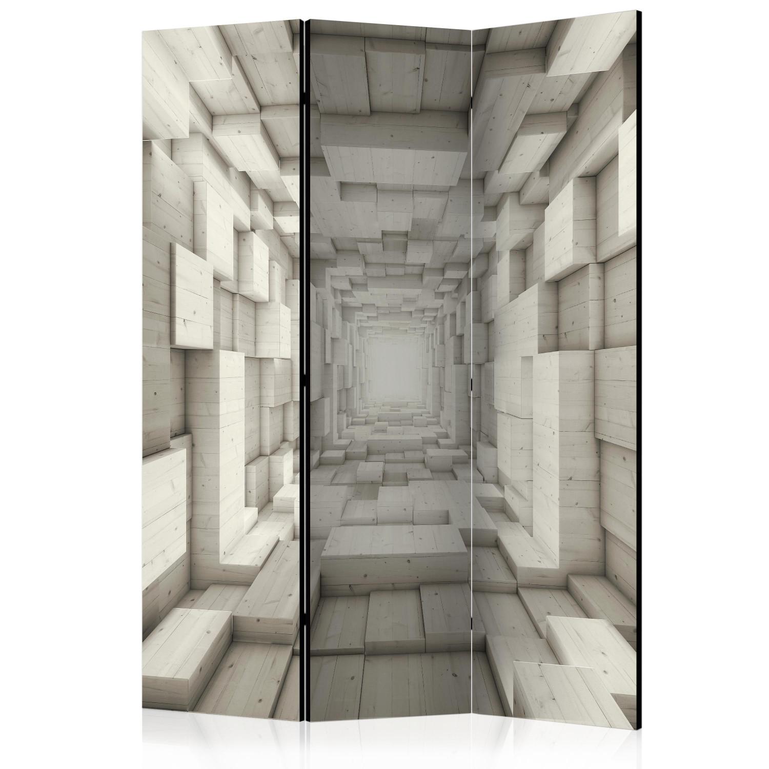 Room Divider Elevator II - bright tunnel with geometric figures in an abstract motif