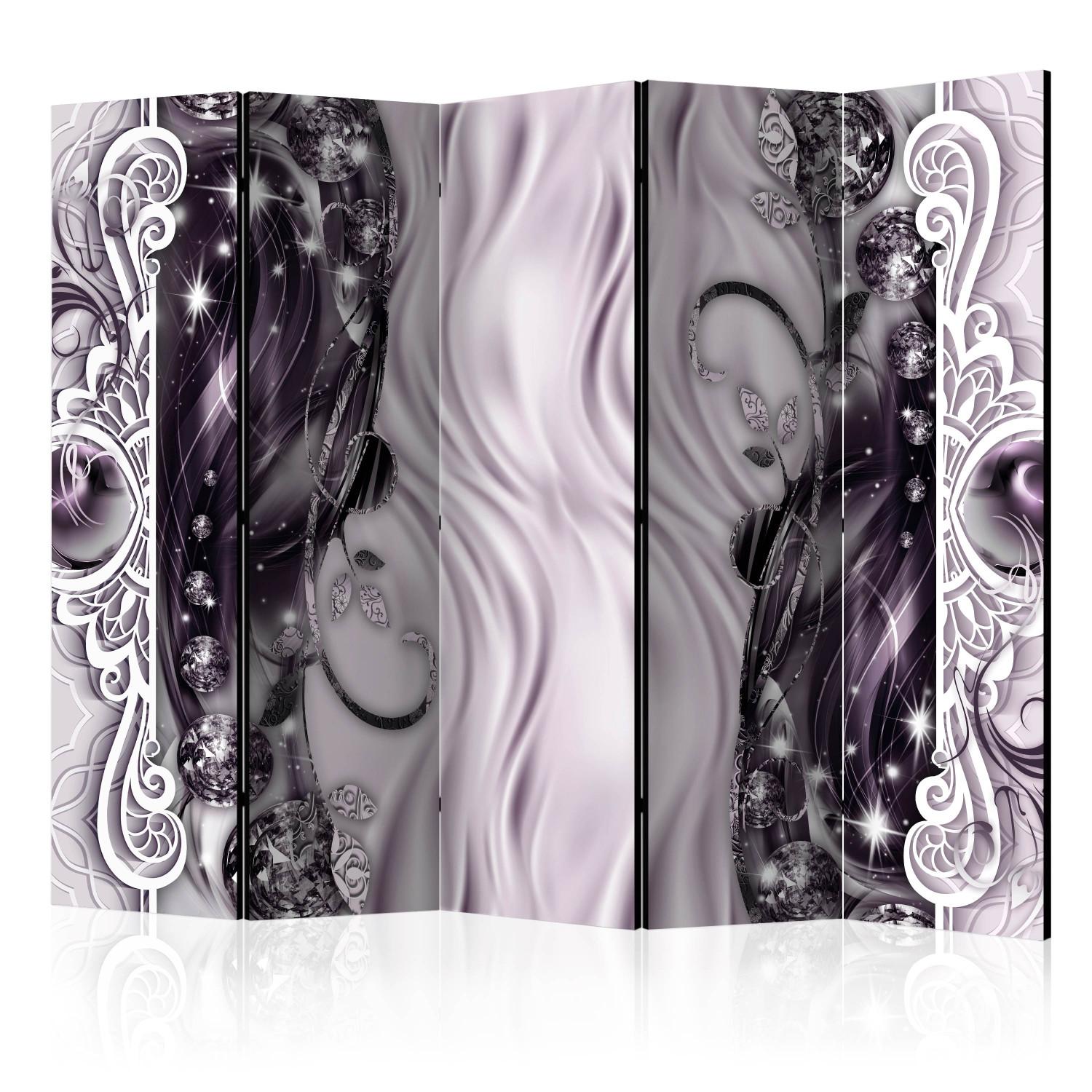 Room Divider Clasps (Pink) II - abstract purple waves amid diamonds