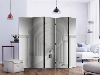 Room Divider Hummingbird Flight II - gray tunnel architecture with columns and doors