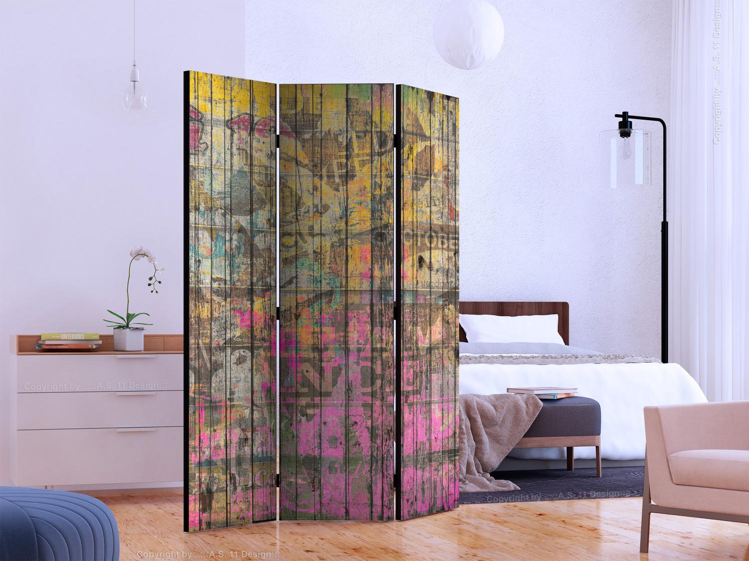 Room Divider Freestyle - texture with colorful and abstract graffiti-style patterns