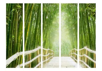 Room Divider Magical Green World II - wooden bridge amidst a bamboo forest