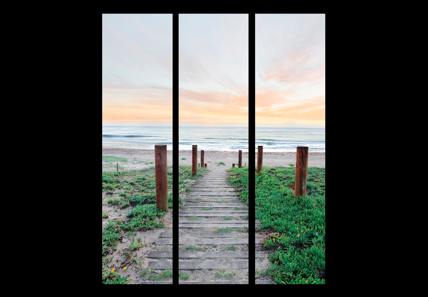 Room Divider Amidst the Grass - beach and sea landscape against a sunset backdrop