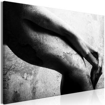 Canvas Female body - black-white composition with stone imitation in offset