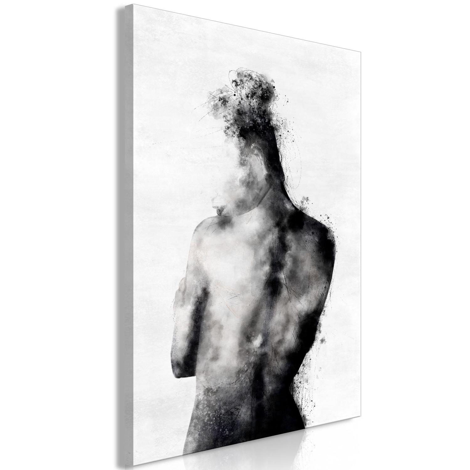 Canvas Contemplative (1-piece) Vertical - abstract black and white silhouette
