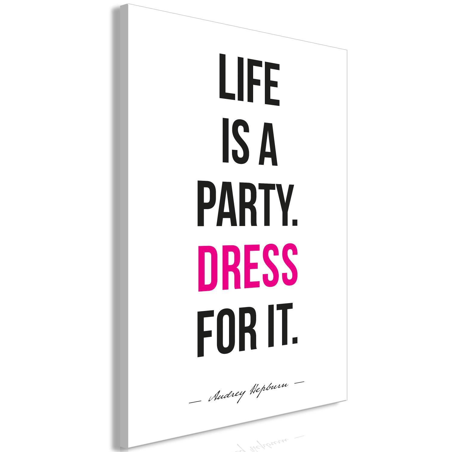 Canvas Life is a party - typographic graphic with an English quote
