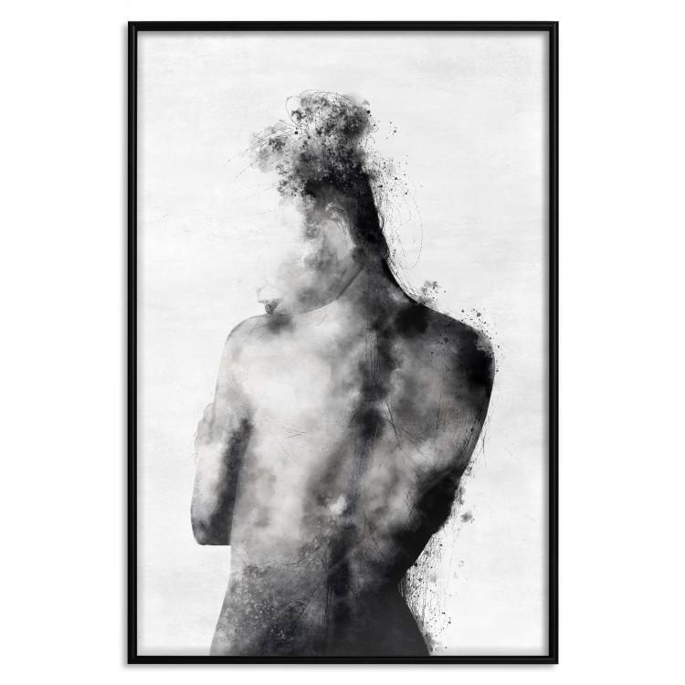Contemplative - black and abstract silhouette of a figure on a contrasting background