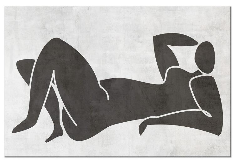 Lying woman - black and white graphic in scandi boho style