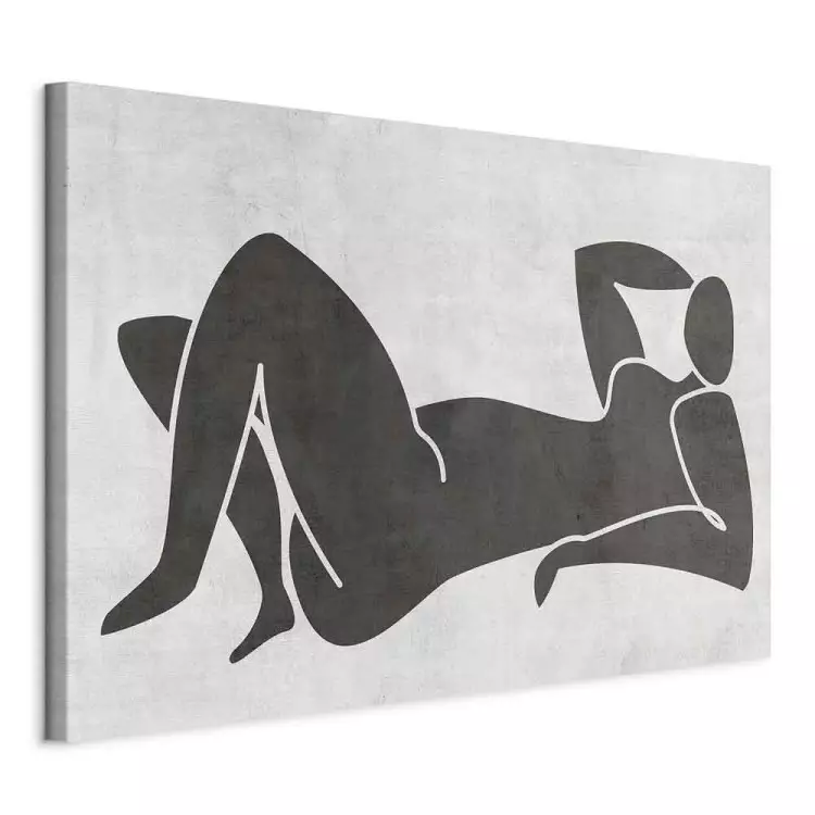 Lying woman - black and white graphic in scandi boho style