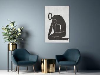 Canvas Woman silhouette - black and white graphic in scandi boho style