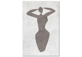 Canvas Woman with arms raised - black and white artwork in boho style