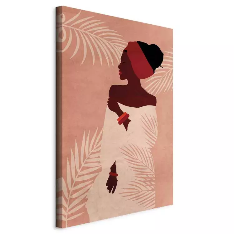 Relaxing under Palms (1-piece) Vertical - woman on a pink background