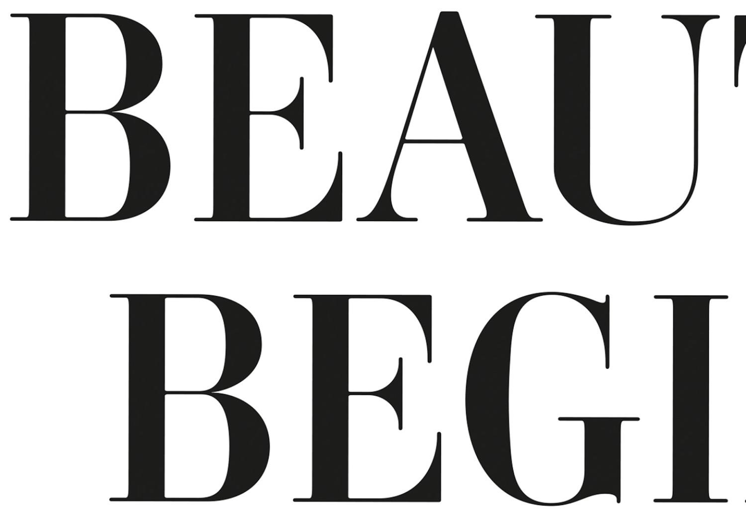 Poster Where Beauty Begins - black English quote on a white background