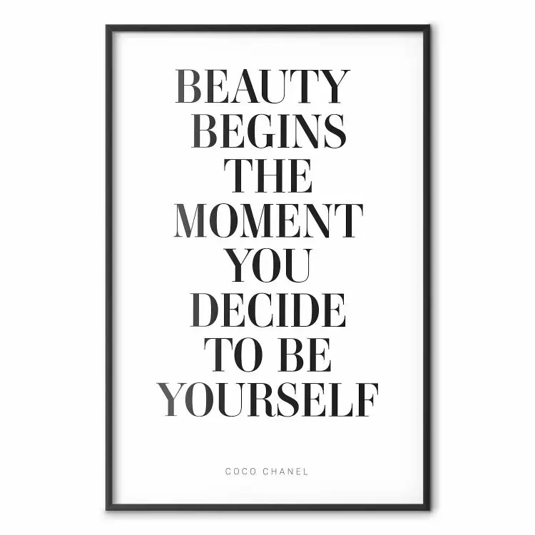Where Beauty Begins - black English quote on a white background