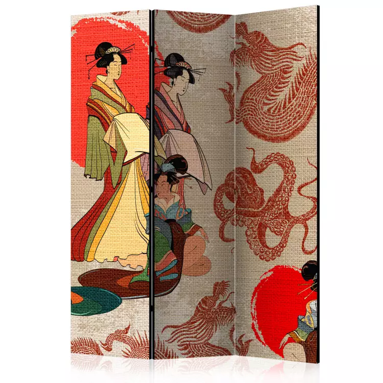 Geishas (3-piece) - women in kimonos in an oriental composition