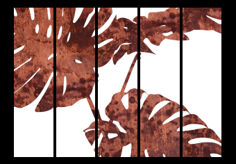 Room Divider Exquisite Monstera II (5-piece) - rusty leaves of a tropical plant