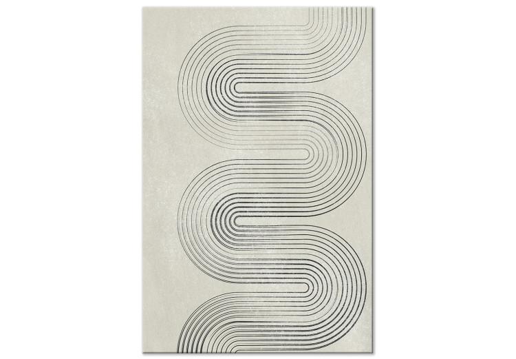 Canvas Print Symmetrical black wave - abstraction in grey tones in japandi style