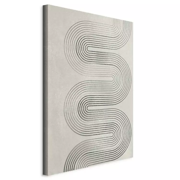 Symmetrical black wave - abstraction in grey tones in japandi style