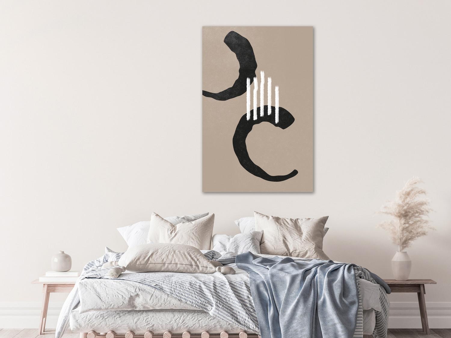 Canvas Black semi-circles - scandi boho style abstraction on beige background